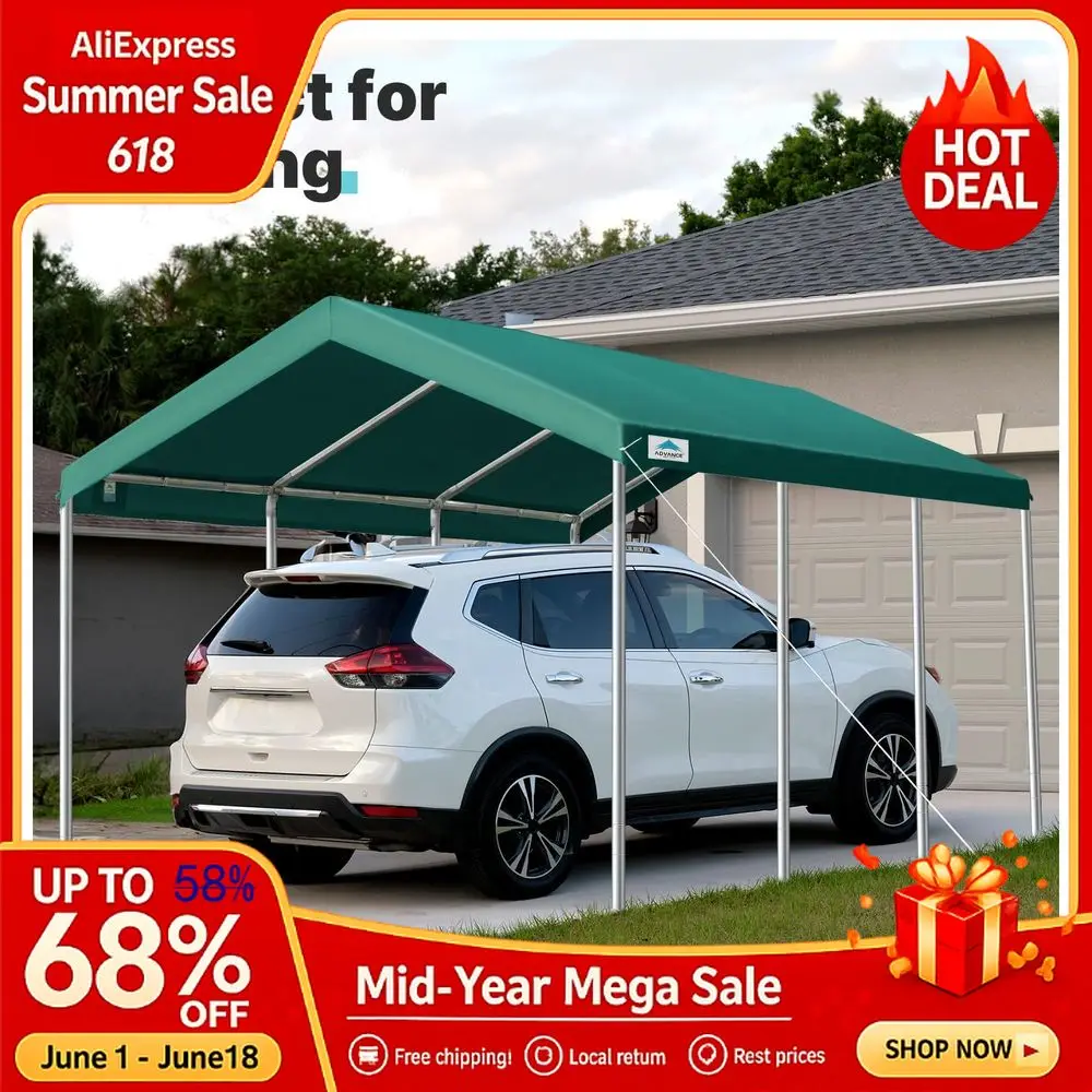 

10x20 Carport Outdoor Heavy Duty Party Tent Galvanized Car Canopy with Included Anchor Kit, 3 Reinforced Steel Cables, Custom