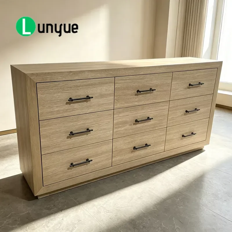 Modern Wooden Side Cabinet Storage Furniture for Bedroom Hotel Apartment Home Decor Durable Wood Grain Design Wholesale