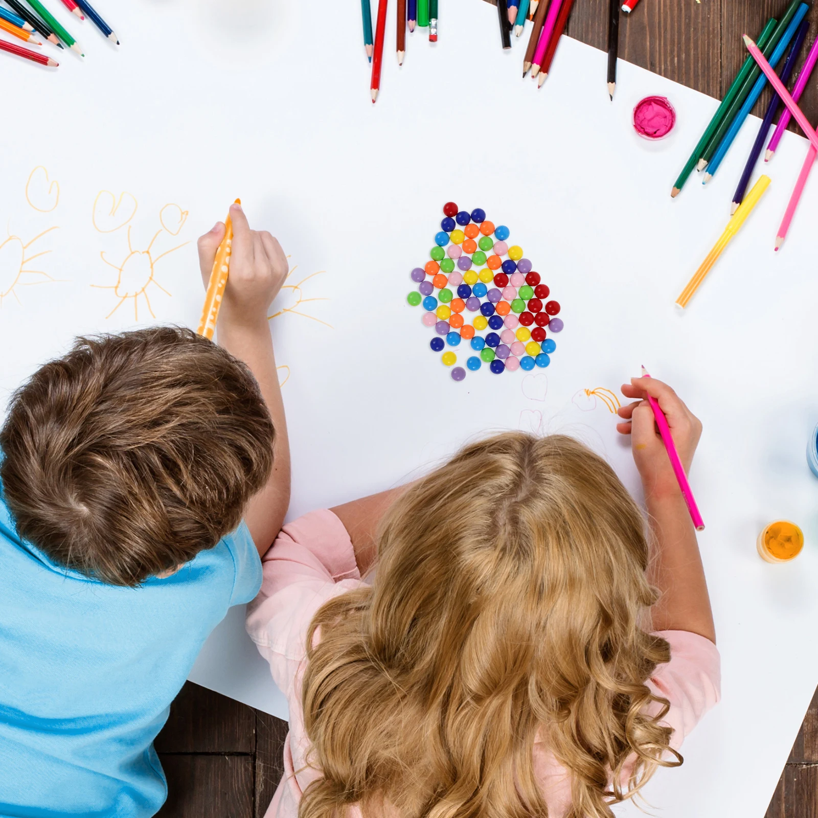 Perles de jeu colorées de remplacement, 80 pièces, pour le développement de jeux de Puzzle de bureau, balles de jeu en plastique, jeu éducatif