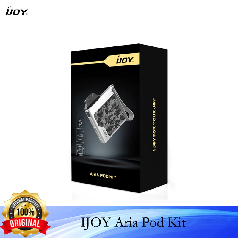IJOY Aria Pod Kit de vapeo electrónico, batería de 900mAh, 3ml, IJOY Aria 0,6 ohm, 1,0 ohm, Mesh Pod, Hookah Box Mod, 3 modos de salida