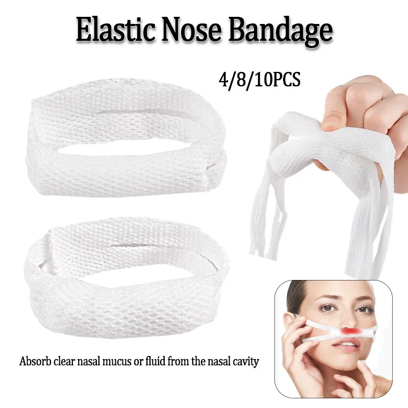 4/8/10Pcs Elastic Nose Bandage with Mesh Lugs Stretchable Nose Surgery Bandage for Absorb Nasal Cavity Fluid