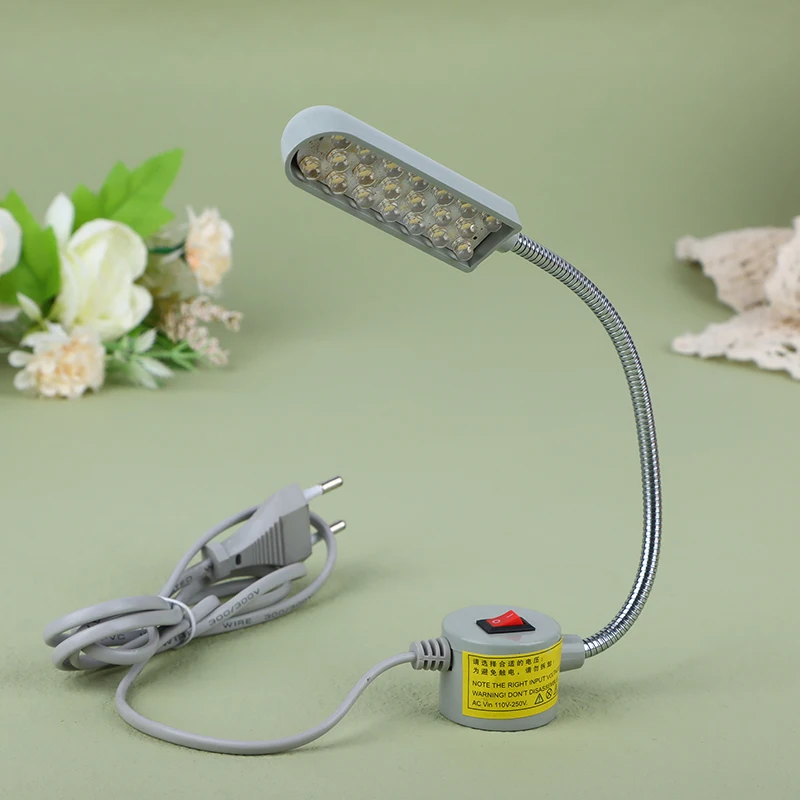 Flexível e ajustável Gooseneck lâmpada para máquina de costura, luzes industriais com base para bancada, 360 LED, 10, 20, 30 LED