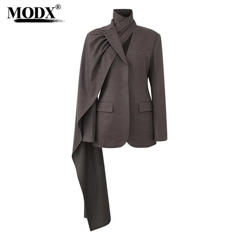 [MODX] Personalized fashionable scarf collar suit, autumn winter new variety of wearing methods, versatile slim design,