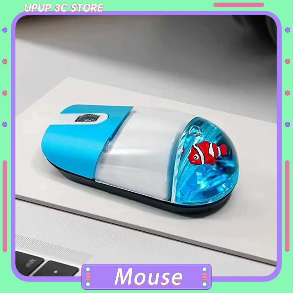 Frutiger Aero Aqua Liquid Mouse Cute Floating Aquarium Animal 2.4G