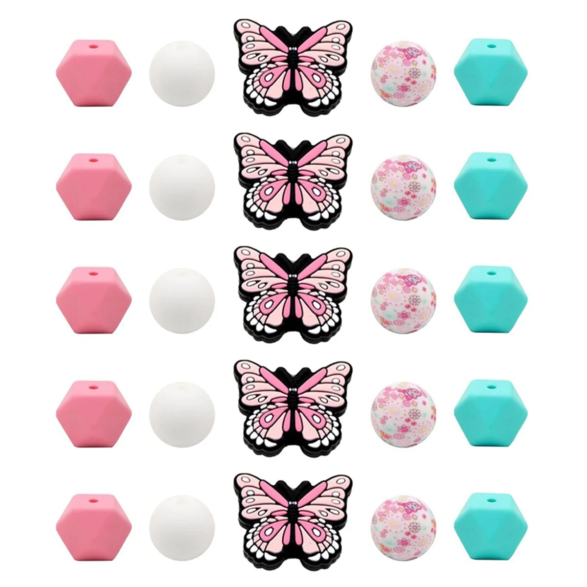 Butterfly Beads Silicone Beads for Keychain Making, Round Silicone Beads for Jewelry Making DIY CAU30ts