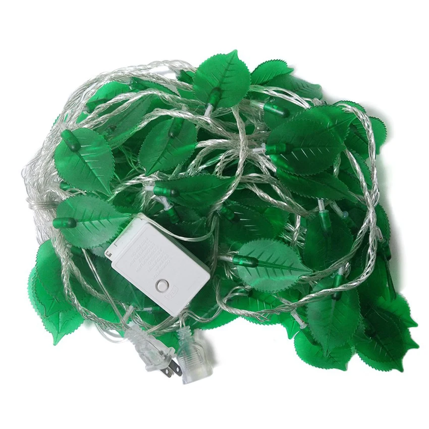 AC110V/220V 10M 100leds Green Leaf LED String Light Waterproof Outdoor Garden Garland Christmas Holiday Wedding Decorative Light