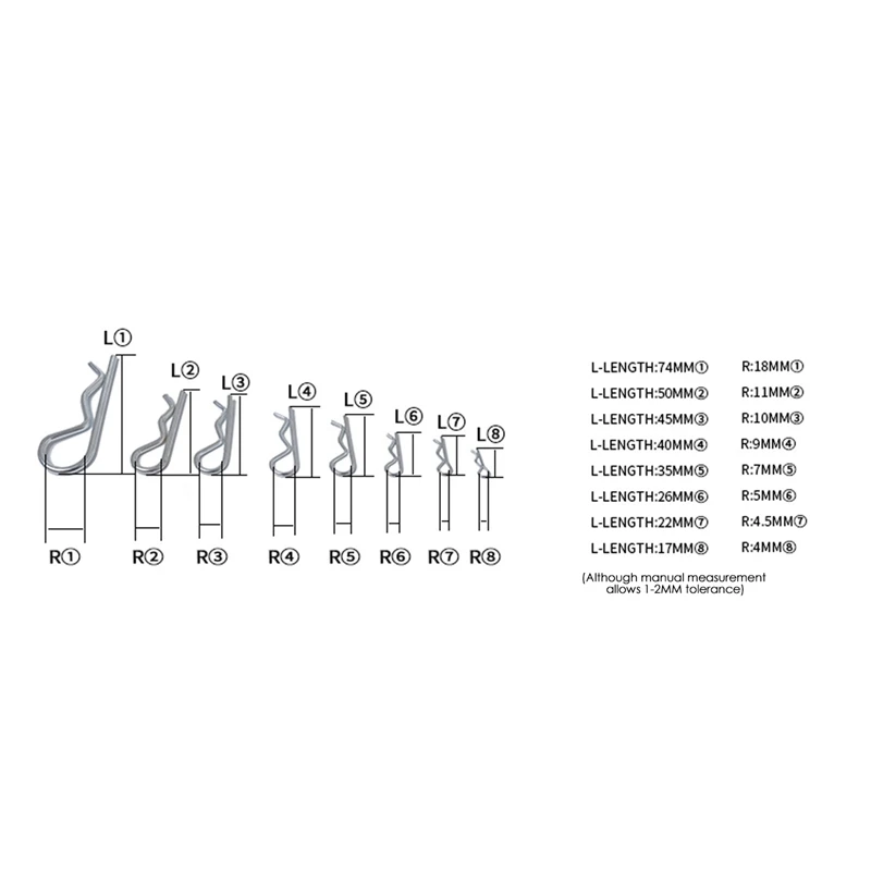 200 buah M1 M1.2 M1.5 M1.8 M2 M2.5 baja R tipe Spring Cotter Pin gelombang bentuk Split klip penjepit rambut traktor Pin untuk mobil