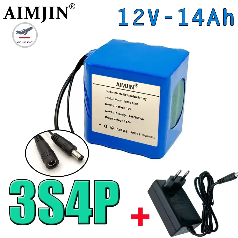 

Fishing Battery 12v 3S4P 14Ah Portable 12V Battery Rechargeable Lithium Ion Battery Pack + Charger