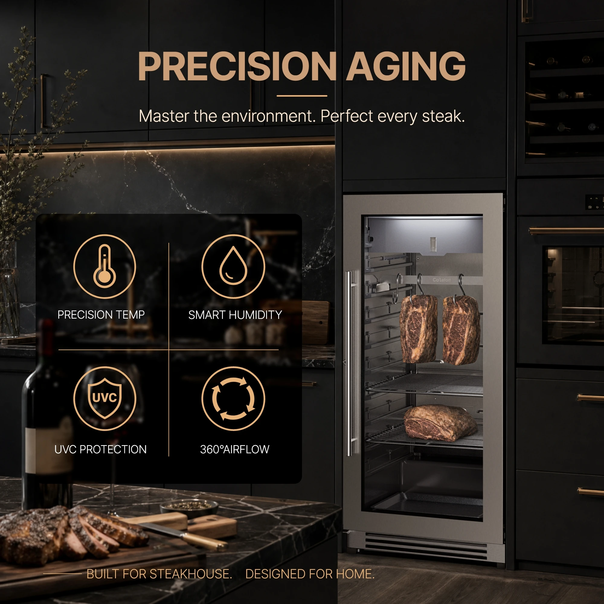 233L Dry Aging Fridge 8.23 Cu.ft Large Capacity Inner Container Precise Temperature Control/Humidity Control Specially Designed for Dry Aged Steak, Beef and Mutton, Ham, and Cold Cut Meat
