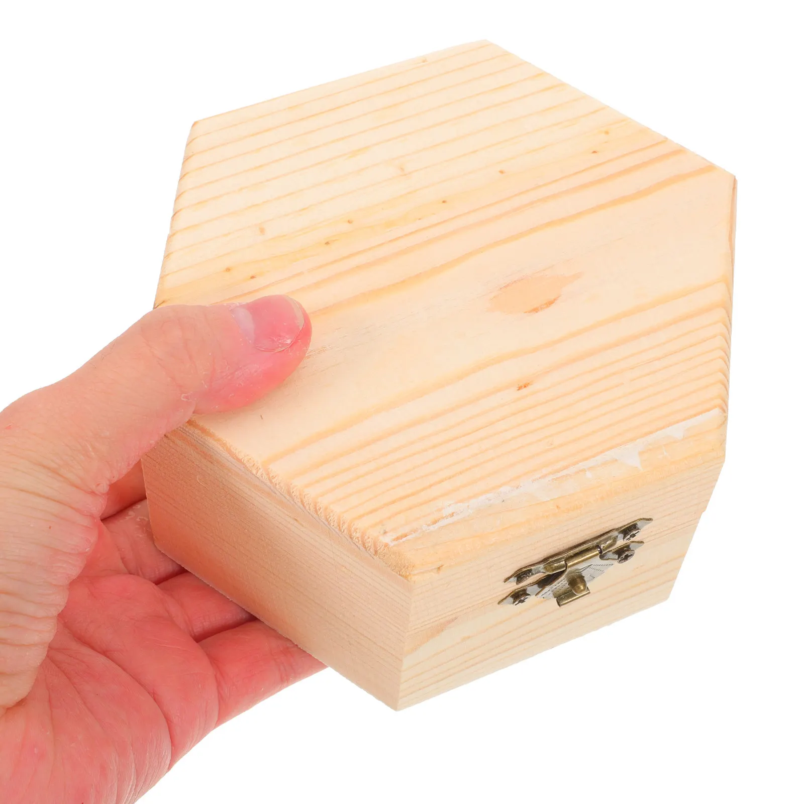 Unpainted Wooden Jewelry Box Hexagon Small Storage Box Ideal for DIY Keepsake Trinket Craft Projects Craft Jewelry Boxes