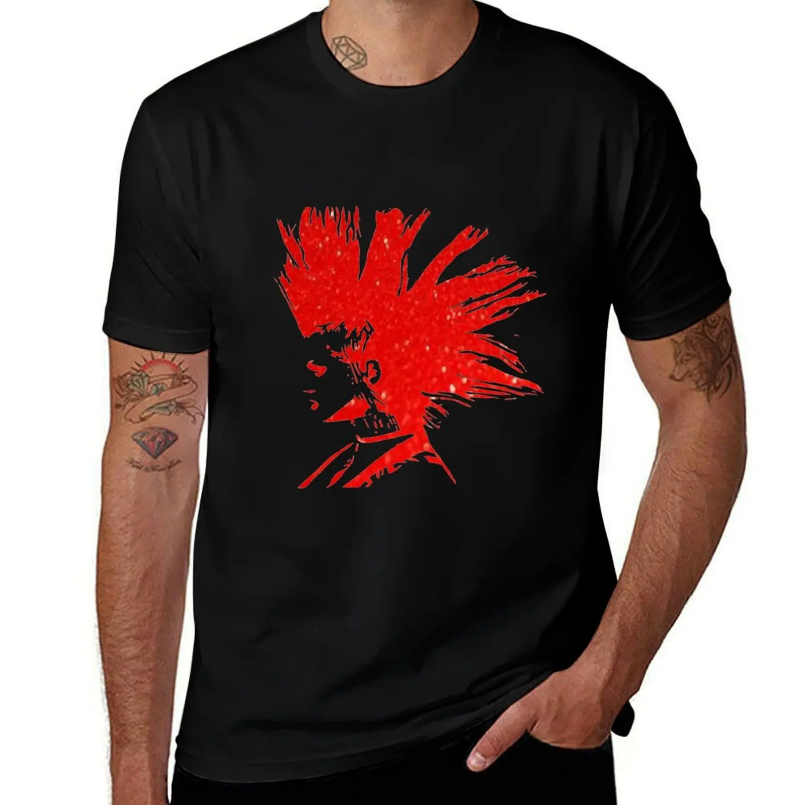 Distillers Brody Red Glitter T-Shirt Plus Size Short Sleeve T-Shirt