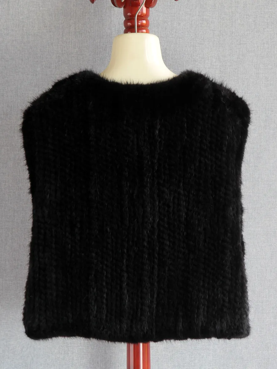 2025 imported mink woven fur vest pullover profile fork double-sided woven mink vest fur vest