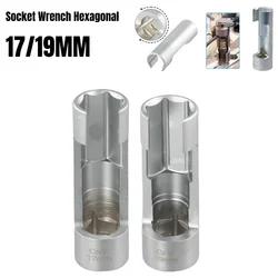 Chave de soquete para tubo de injetor de combustível diesel, 17mm /19mm, abertura hexagonal, manga de remoção, sensor de oxigênio, chave de ferramenta de reparo, 1 peça