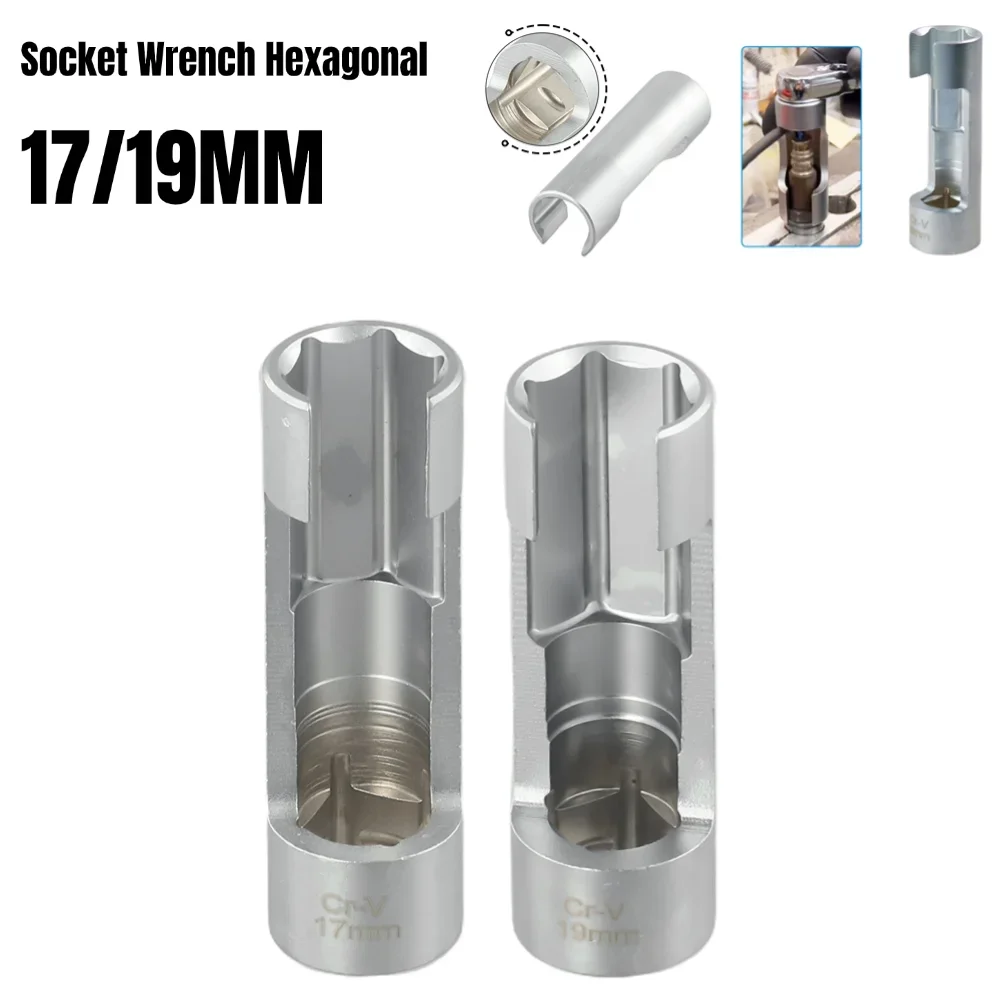 Chave de Soquete para Tubo de Injetor de Combustível Diesel 17 mm 19 mm Abertura Hexagonal Manga de Remoção Sensor de Oxigênio Chave de Ferramenta de Reparo Peça