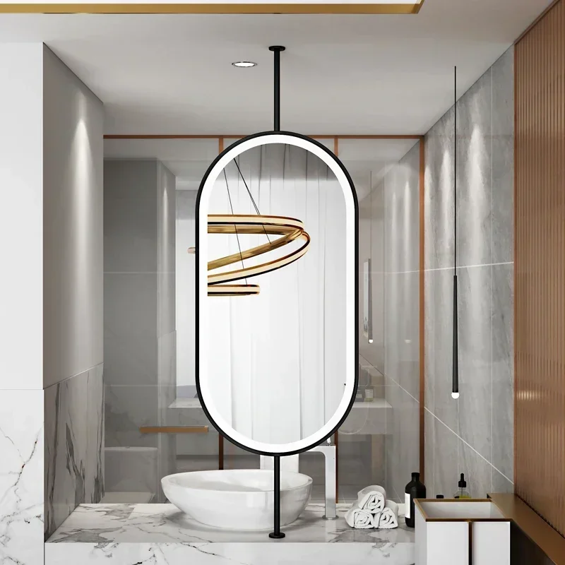 Design Gold Mirror Łazienka Metalowa rama Lustro do montażu na ścianie Owalne Kreatywne Led Espejos Decorativos Akcesoria do dekoracji wnętrz