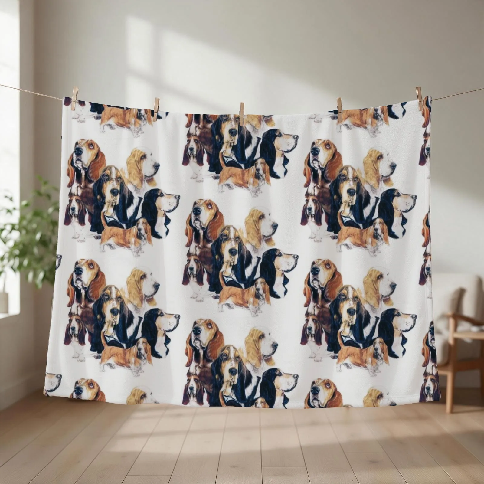 New Basset Hound Montage Throw Blanket couch cozy soft plush fuzzy picnic outdoor blanket
