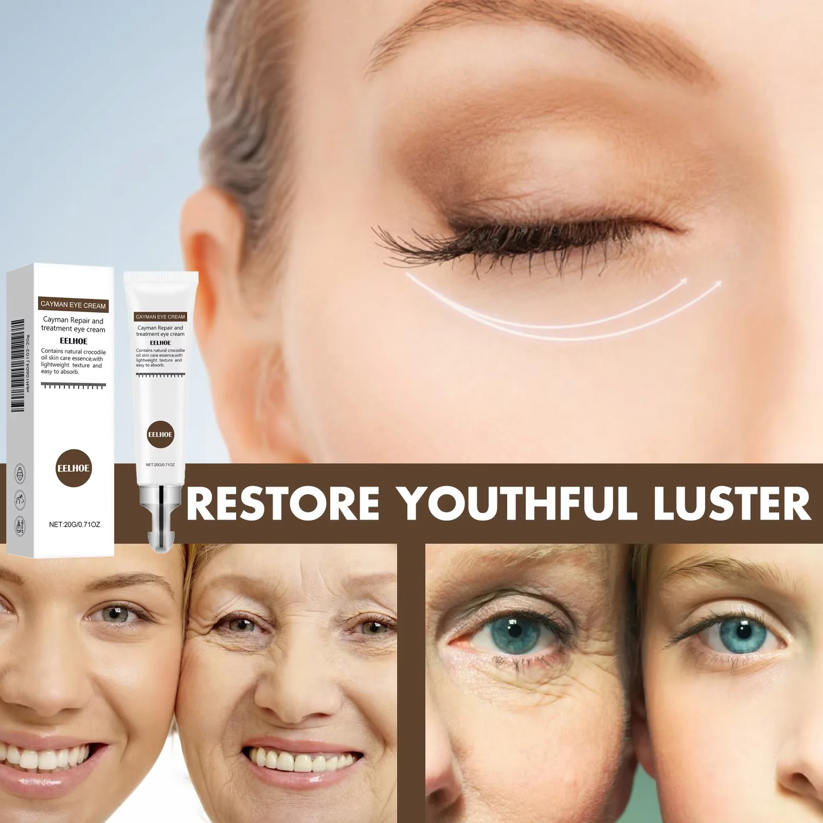 Jojoba Oil Eye Cream Anti-Wrinkle Anti-Age Remove Dark Circles Eye Care Against Puffiness & Bags Hydrate Eye Firming Care Cream