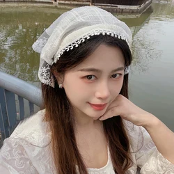INS Fashion Lace Hair Scarf Retro Triangle Hair Band Sunscreen Headscarf Hair Hoop Travel Photo Headband Hair Accessories