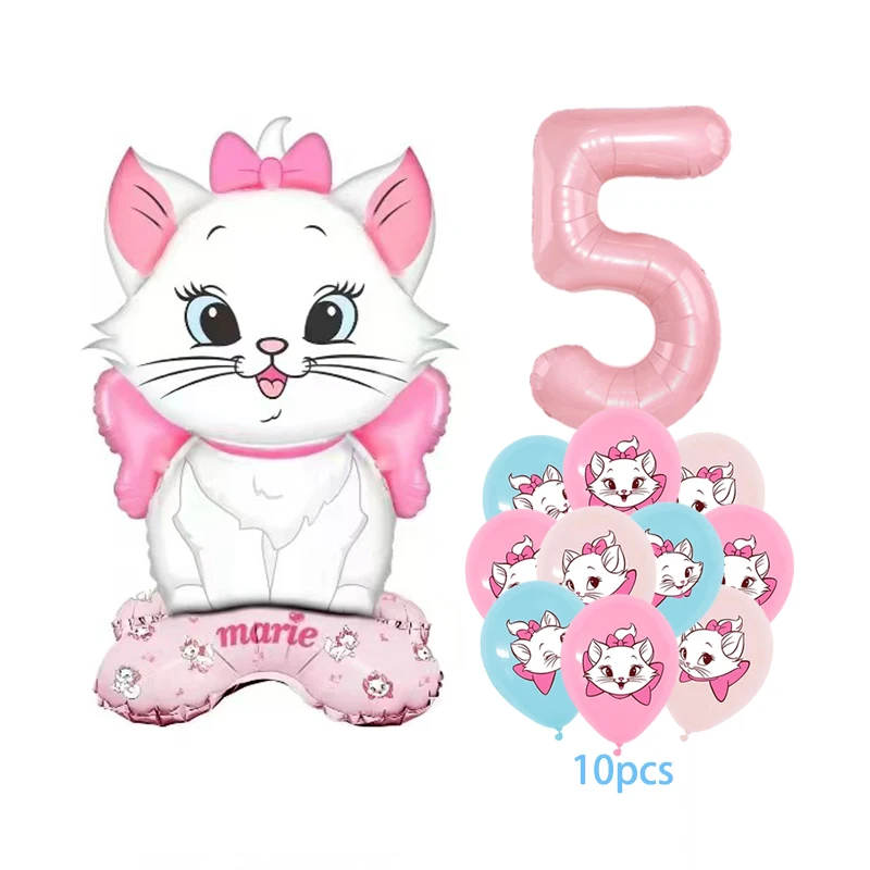 【セール中】かわいいマリー猫テーマアルミバルーン女の子の誕生日パーティー用品アリストキャットベビーシャワーの装飾パーティー風船 2025