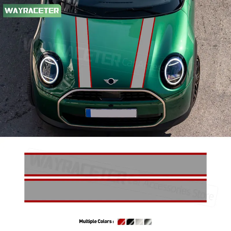 2 Pcs/Set John Cooper Works Vinyl Decal Car Engine Cover Hood Bonnet Stripes Sticker For MINI Cooper 2025 J01 F66 F65 F67 JCW