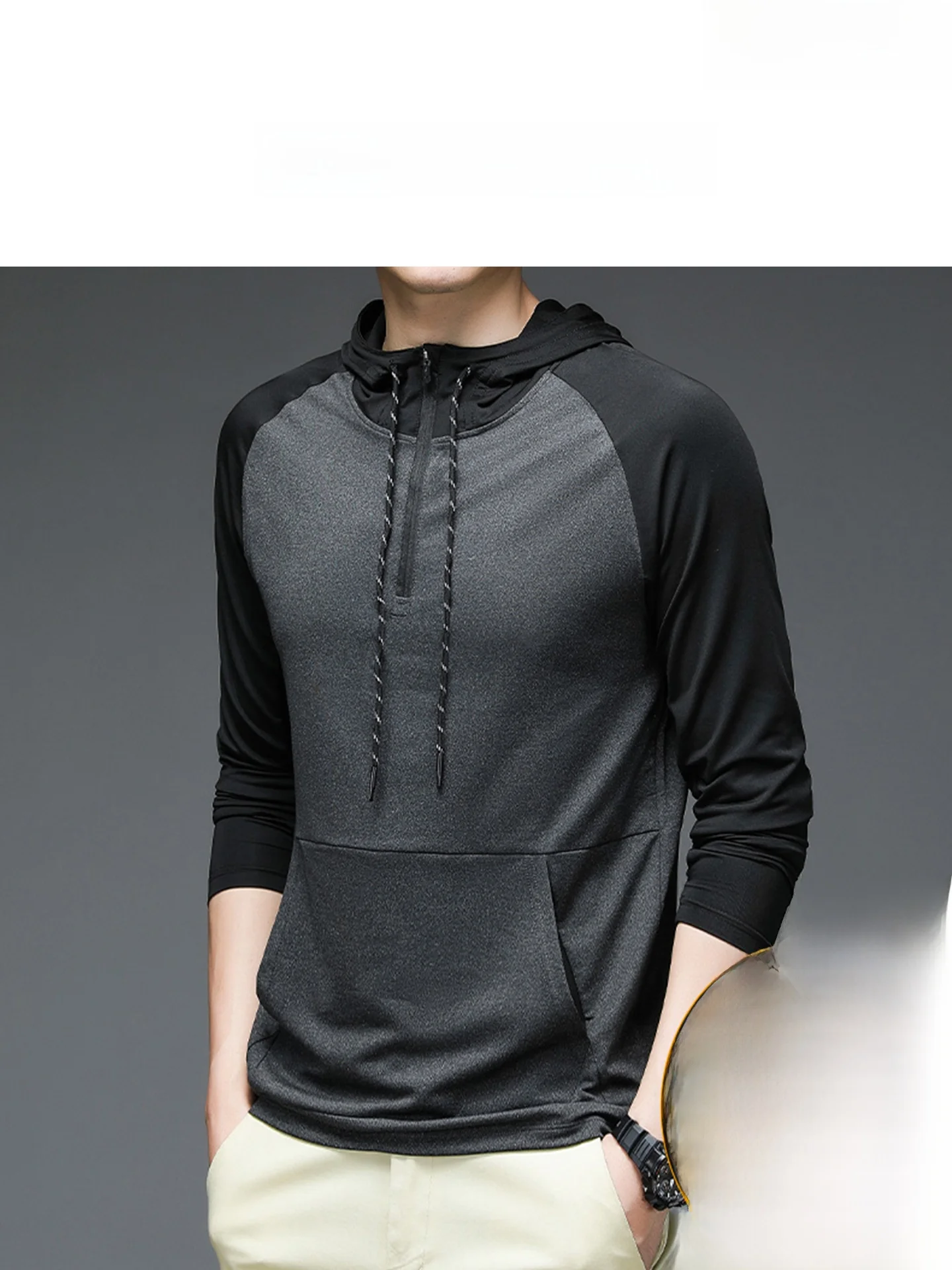 

CLOTEX Men's Long Sve T-irt Fitn Outdoor Casual Wear Polyester Fiber Qui Dry Breathable Stand Fit Busin Sle