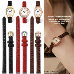 Slim Genuine Leather Watch Strap Lizard grain Women Soft Cowhide Watchband red white small Lady Belt 6mm 8mm 10mm 12mm 14mm 16mm