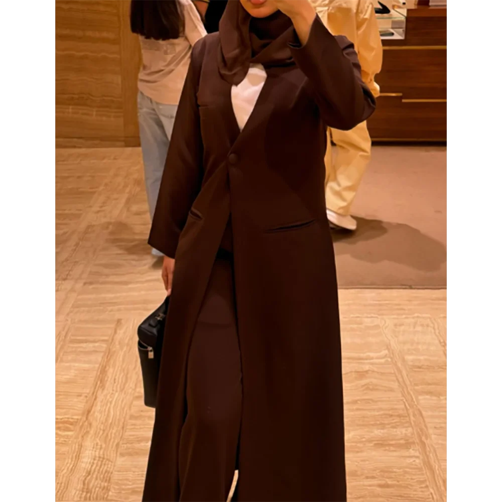 Elegant Brown Female Long Jacket One Piece Single Button Women Blazer Formal Prom Custom Made Saudi Arabia Dress