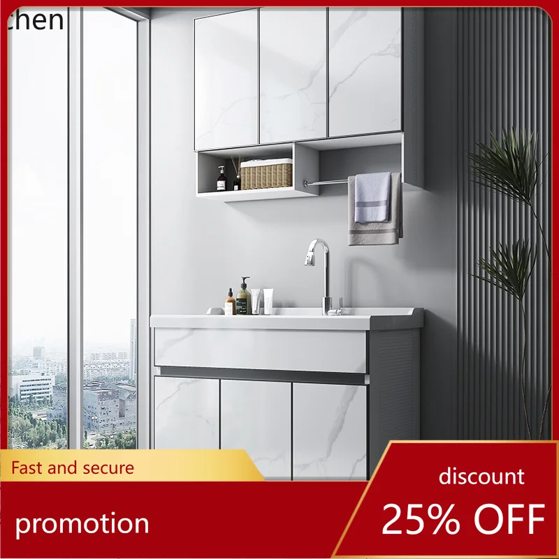 

HXL Balcony Laundry Sink Integrated with Washboard Outdoor Small Apartment Artificial Stone Laundry Cabinet Basin