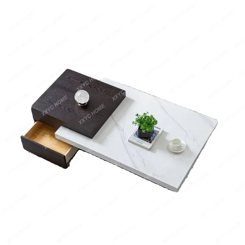 XX Style Light Luxury Minimalist 2025 New Coffee Table Living Room High-End Feel Rock Plate Square