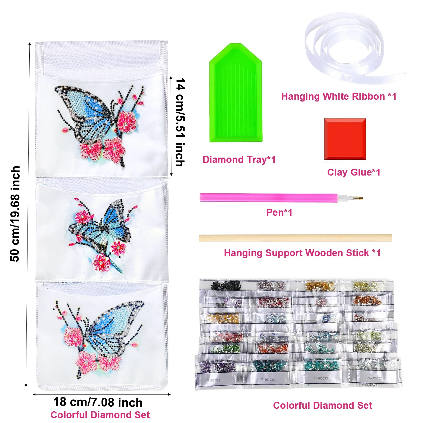 DIY Diamond painting Suspended Storage bag Odd-shaped diamonds Handicrafts Point drilling butterfly Storage bag