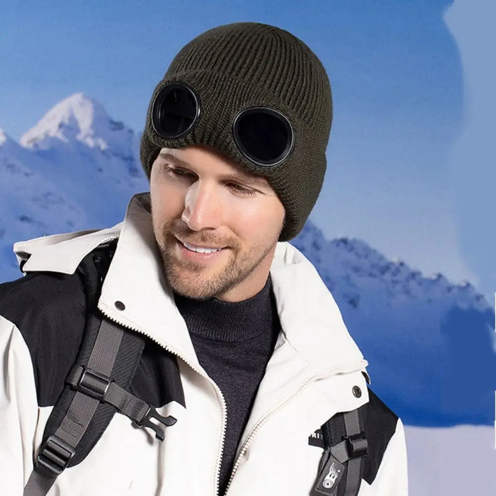 Removable Glasses Winter Glasses Caps Windproof Ear Protection Warm Ski Mask Hats Wear-resistant Thickened Knitted Hat Outdoor