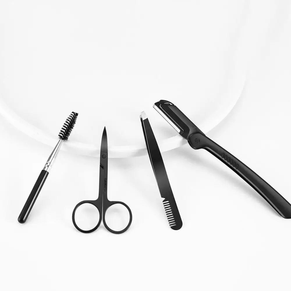 가위 스테인레스 스틸 페이스 제모기 헤어 리무버 브러시 빗 메이크업 도구 면도기 눈썹 트리머 키트 눈썹 족집게