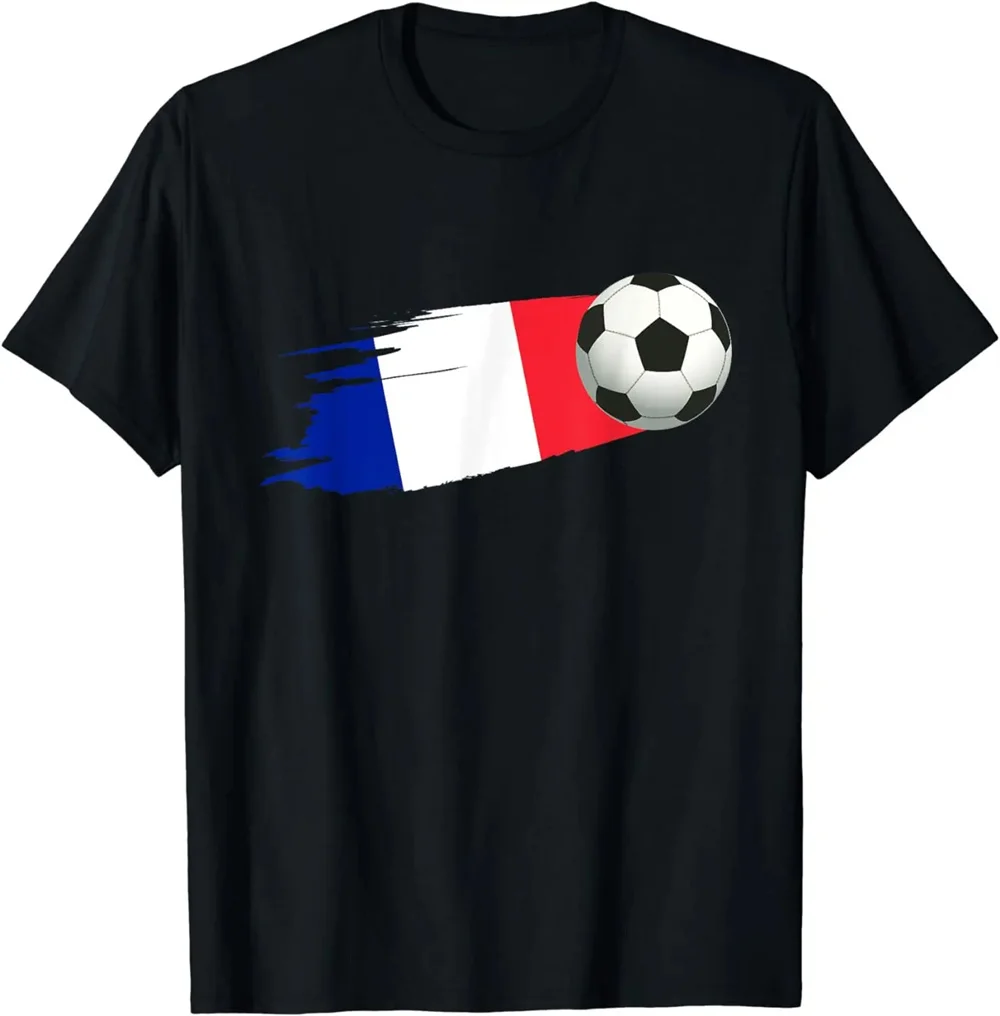 National France Flag Cock French Football Soccer Team Men\'s T-Shirt Casual Cotton Daily Tpos Oversized Sports T Shirt for Men