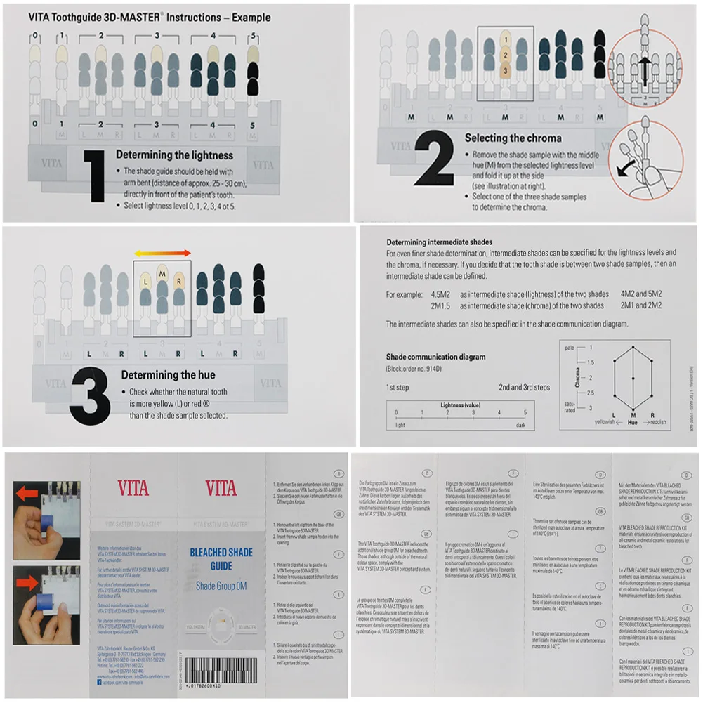 Vita-Guide Dentaire 3D pour Blanchiment des Dents, Outil de Dentiste, 29 Couleurs, Plaque Colorimétrique