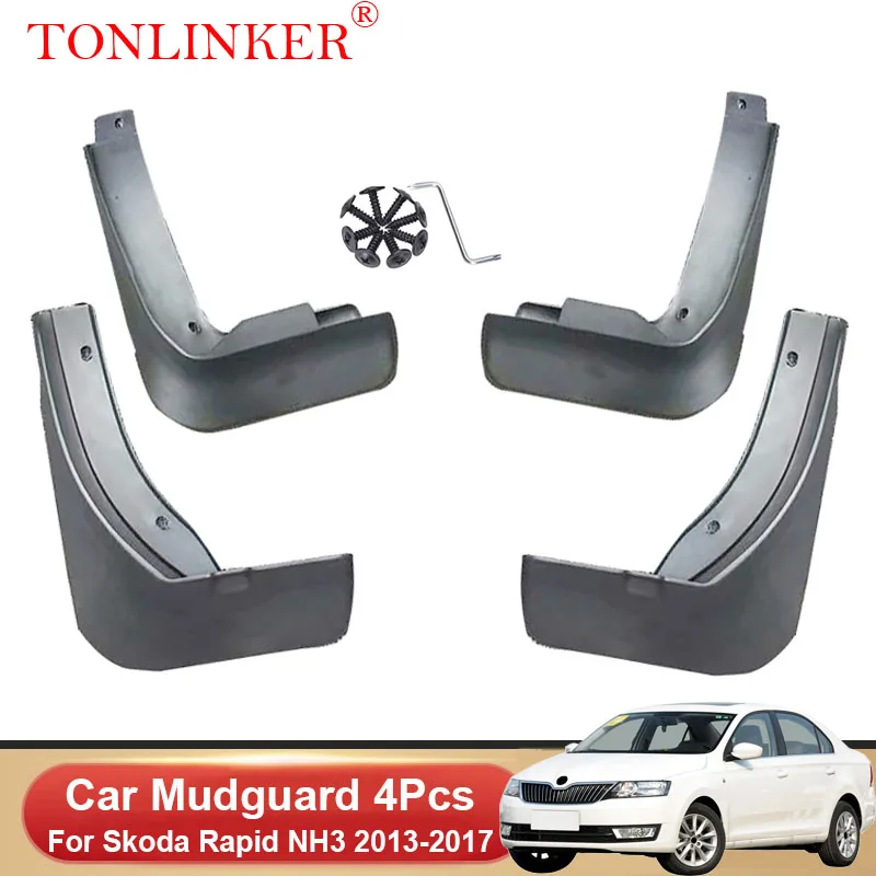 

TONLINKER Car Mudguard For New Skoda Rapid Liftback NH3 2013 2014 2015 2016 2017 Mudguards Splash Guards Fender Mudflaps 4Pcs