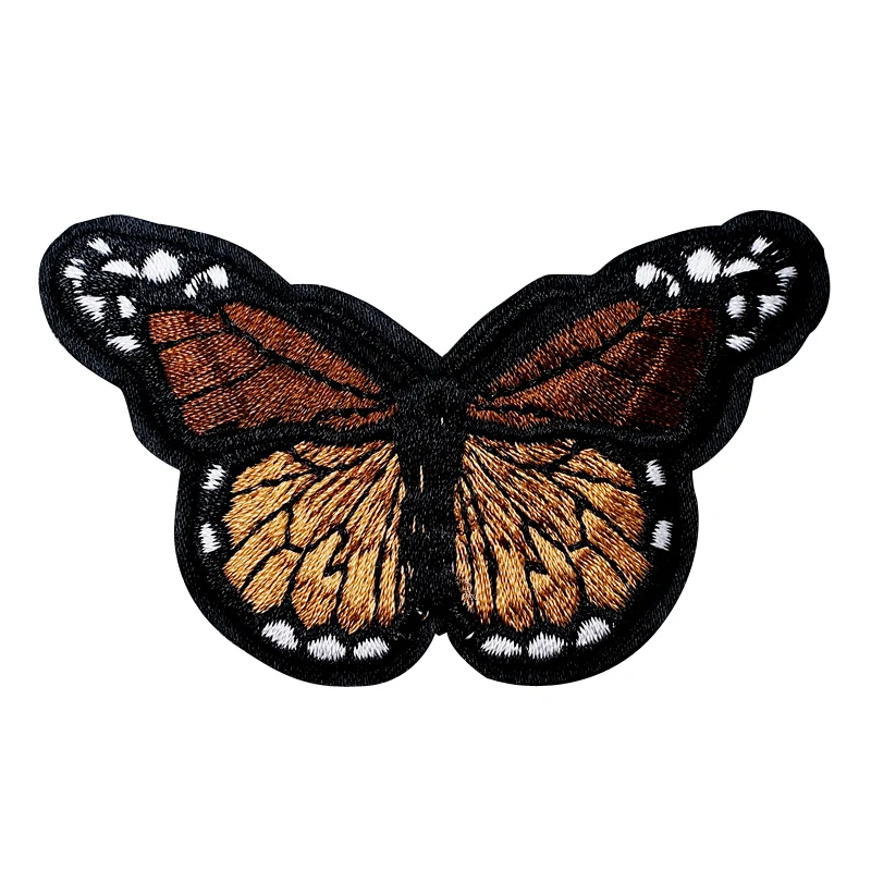 Butterfly Patches Embroidery Applique Ironing Sewing Supplies Decorative Badges For Clothing Brown