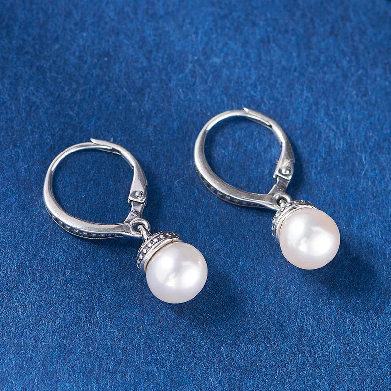 S925 Sterling Silver Charms Drop Earrings for Women New Minimalist Small Light Bulb Freshwater Pearl Ear-drop Punk Jewelry