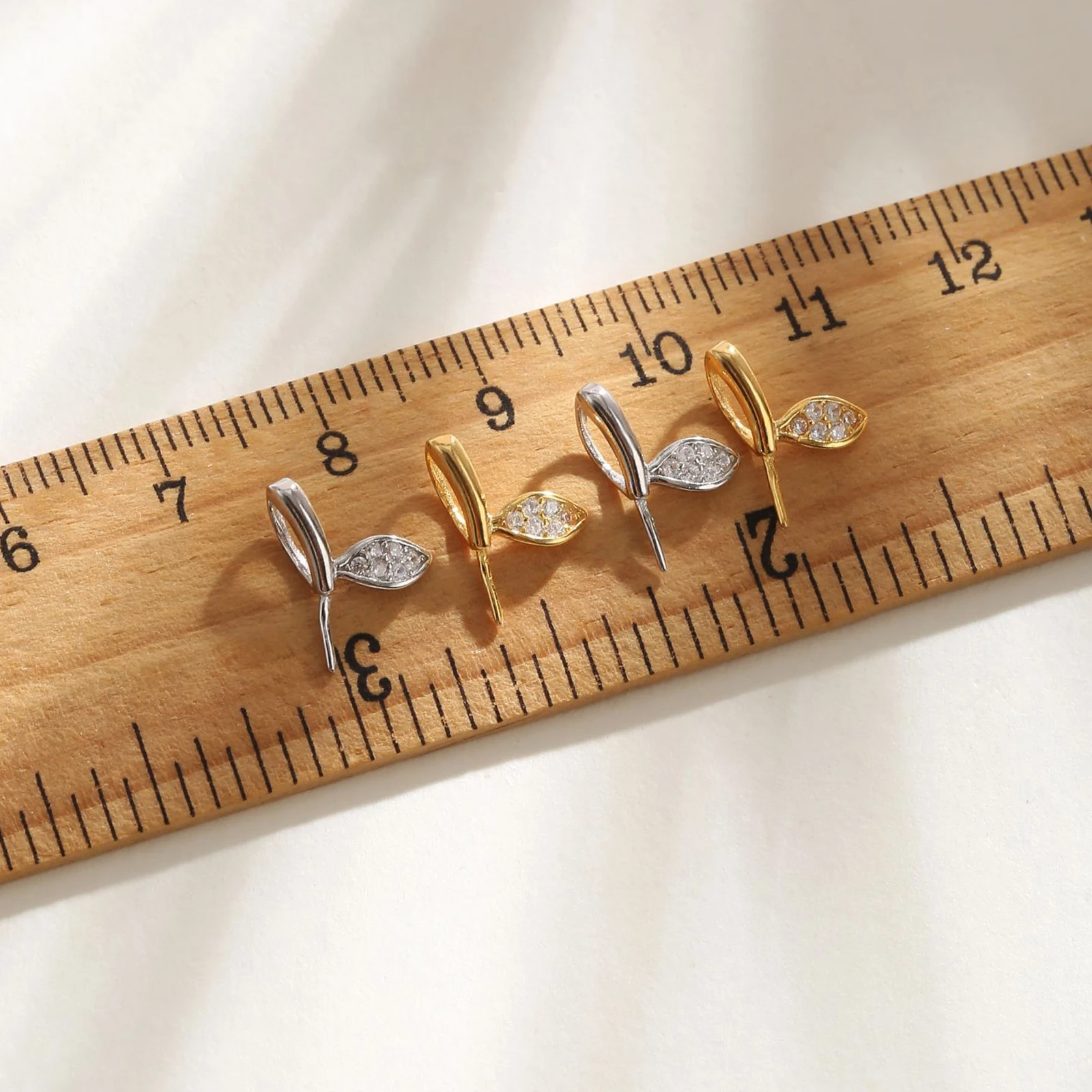 2Pcs 925 Sterling Silver Pearl Pendant Empty Holder Cute Sprout Apple Pendant Headband Necklace For Women DIY Craft Accessories