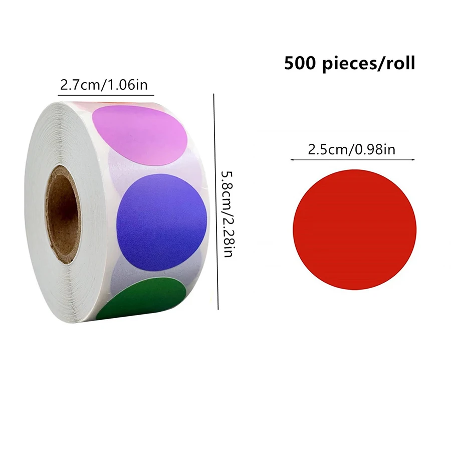 500 Stickers/Rolls Of Colored Code Kraft Paper Blank Self-Adhesive Sealing Labels  Gift Sealing Circular Stickers