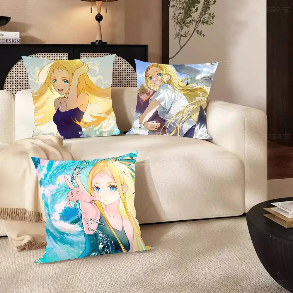 Kofune Ushio Animation Summer Time Rendering Pillow Case Fashion Square Pillowcase Bedroom Sofa Room Ins Decoration Leisure