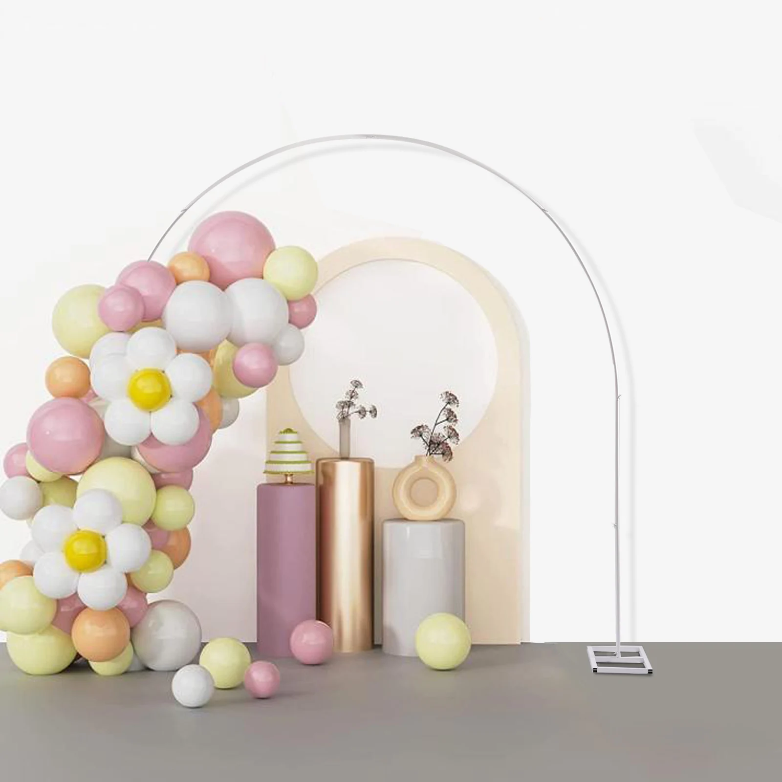 

Белая металлическая арка-стойка для шаров 7,5 футов - Цветочный фон с нагрузкой 4-5 кг для свадьбы/дня рождения/фотосессии