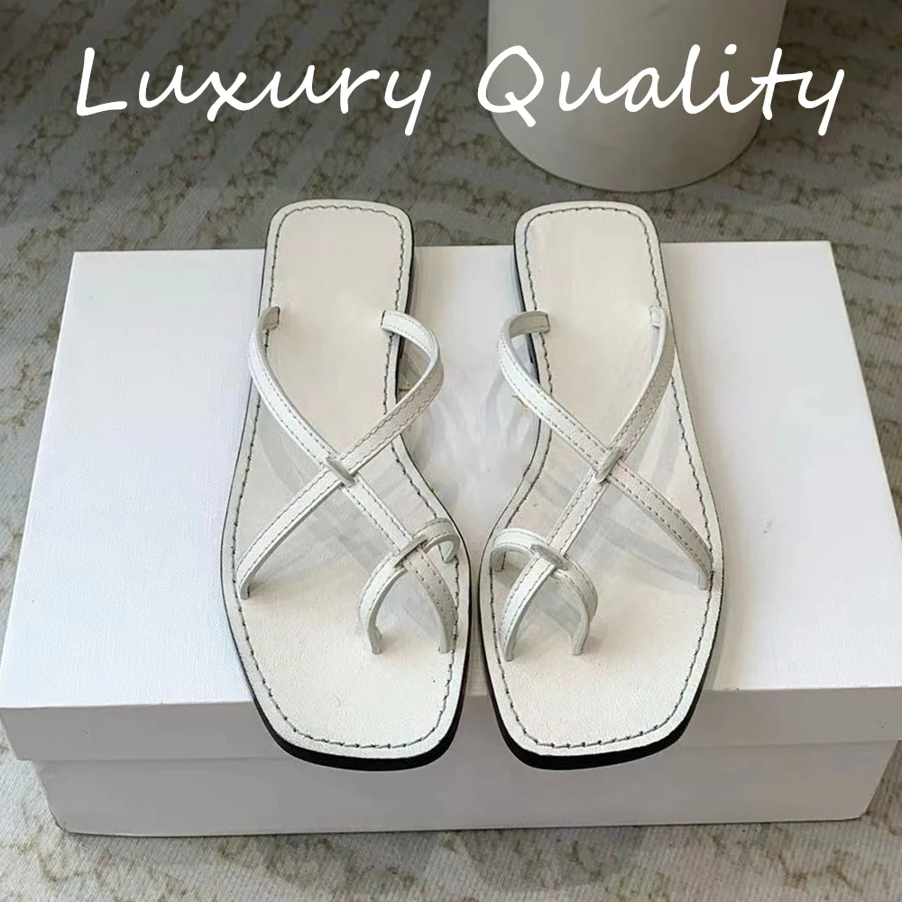 

Summer Women's sandal Comfortable Outdoor Vacation Beach Shoes Solid Color Square head genuine leather Luxury Design2024