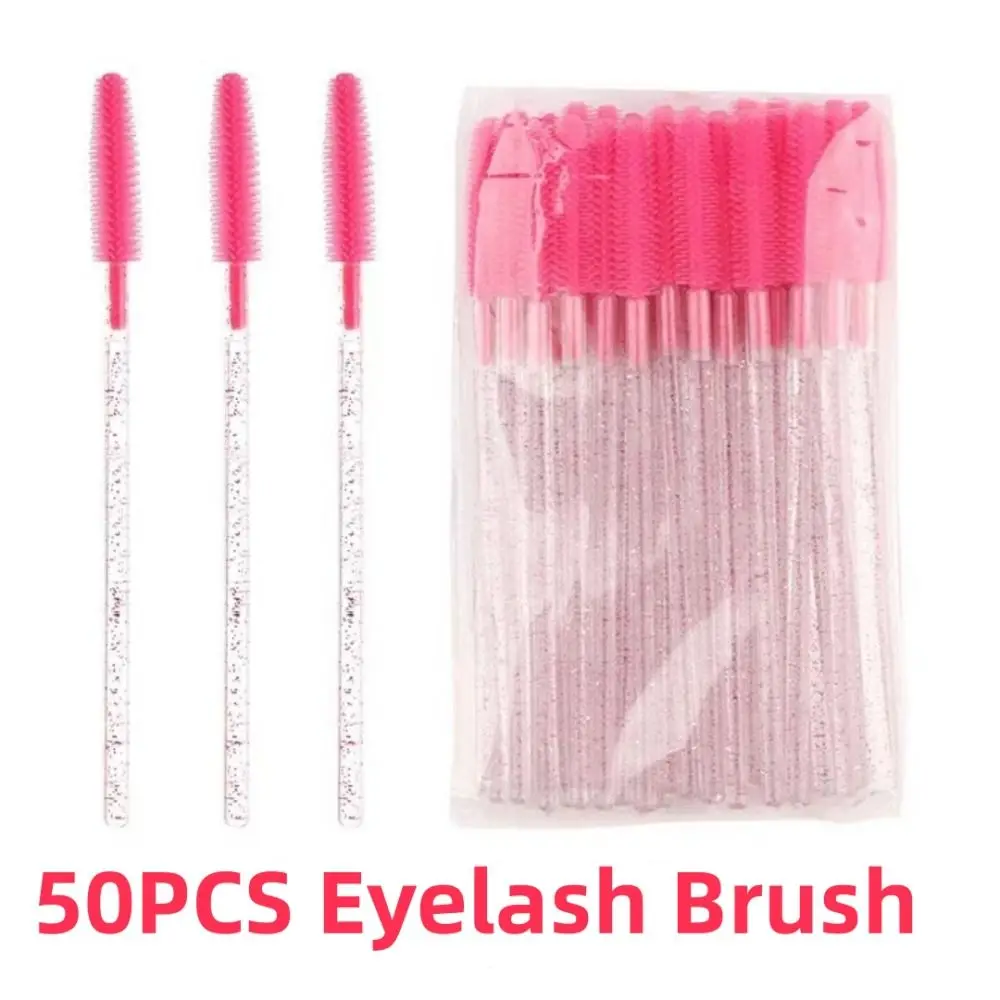 50pcs Crystal Silicone Eyelash Brush Microbrush Cosmetics Tool Lash Makeup Brushes Eyelashes Extension Spoolie Eyebrow Comb