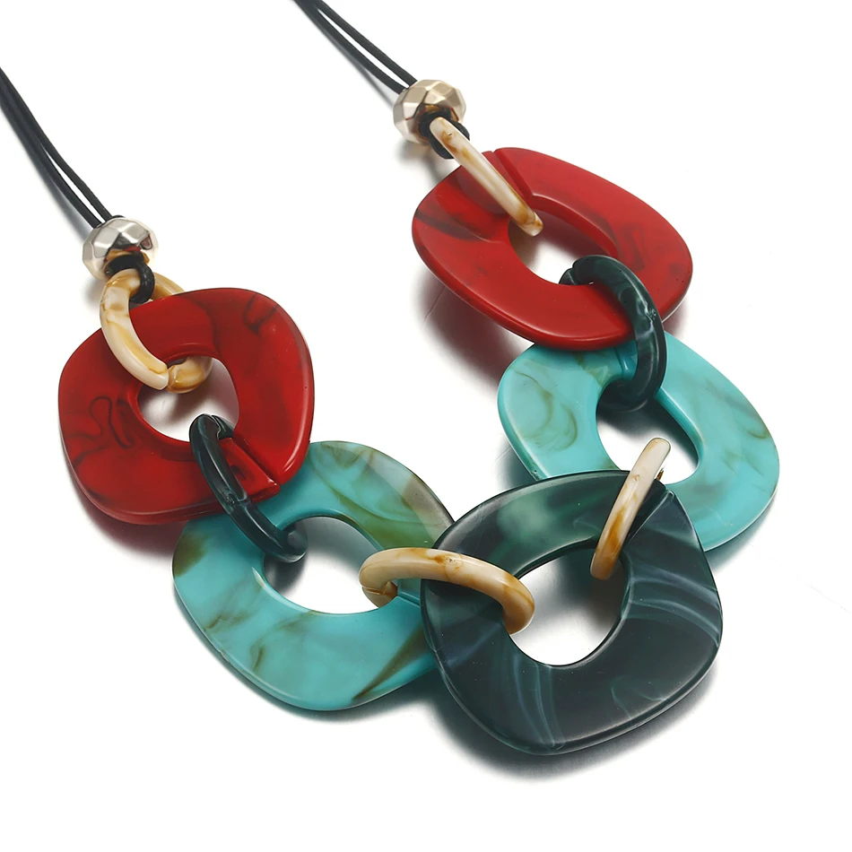 Women\'s Colorful Acrylic Necklace for Women Geometric Necklaces & Pendants Statement Necklace New Arrival Fashion Jewelry NR057