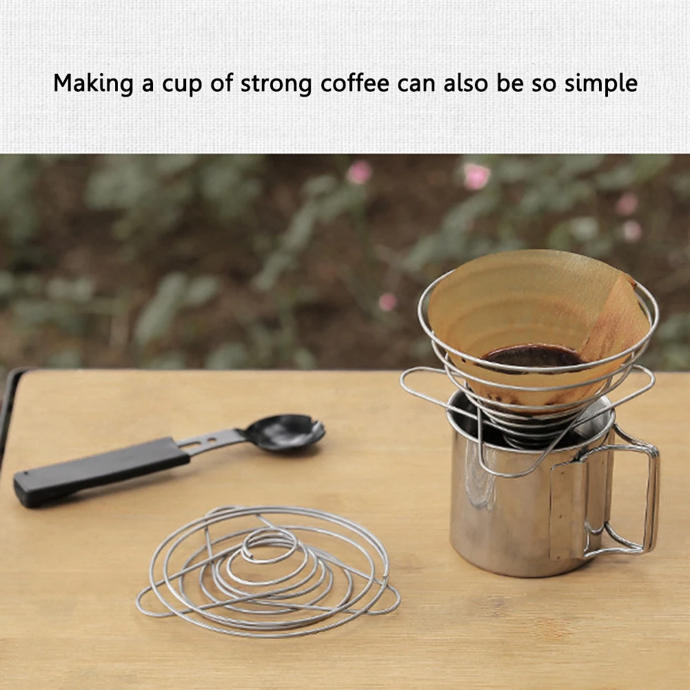 Stainless Steel Pour Over Coffee Dripper Collapsible Camping Coffee Maker Coffee Strainer for Office Home Travel Picnic Camping