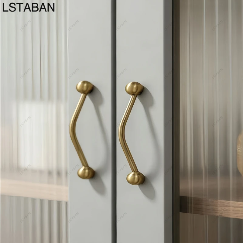 French Luxury Kitchen Cabinet Pull Curved Ball End Drawer Handle Zinc Alloy Chrome Furniture Door Handle Wardrobe Dresser Knob