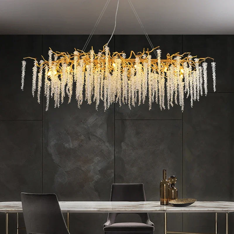 Luxury Gold Crystal LED Chandeliers Living Dining Room Lighting Lustre Decor Pendant Chandelier Indoor Hotel Bar Lights Fixture