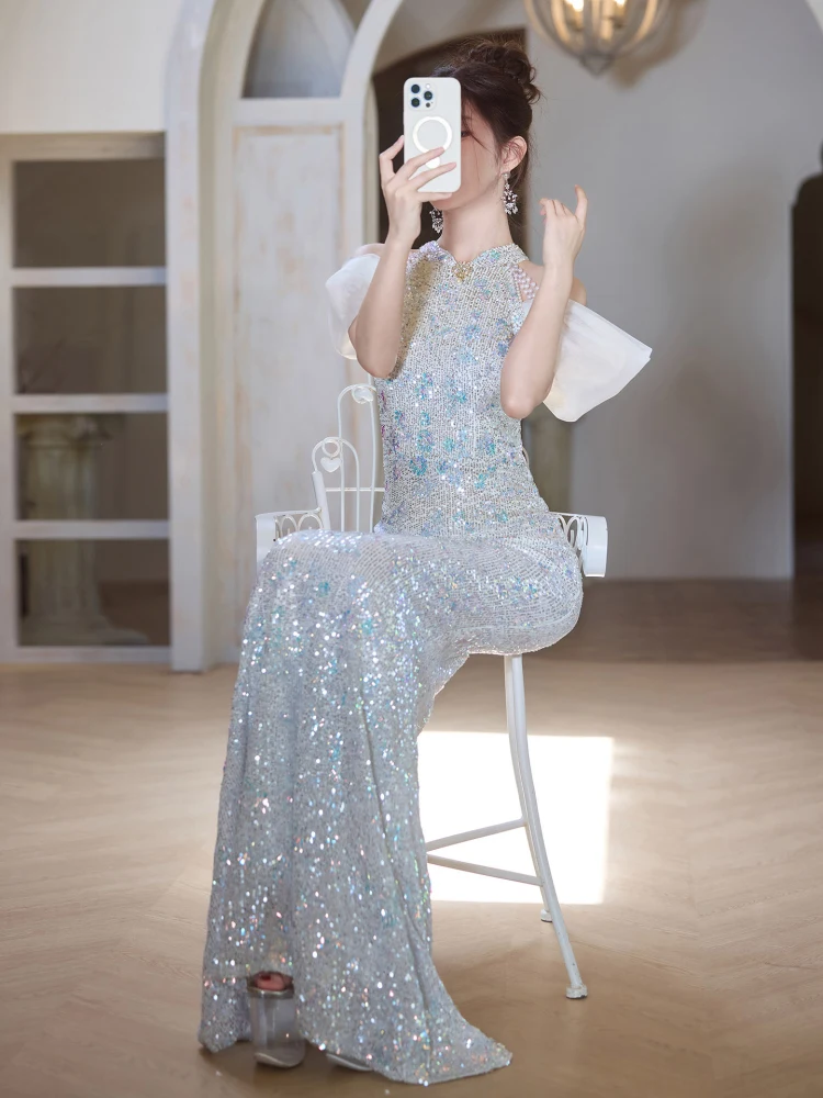 

Stunning Evening Gown Qipao Sexy Fi Tail Skirt for Women Important Ocns Luxury Sensation Year End Par High End Host