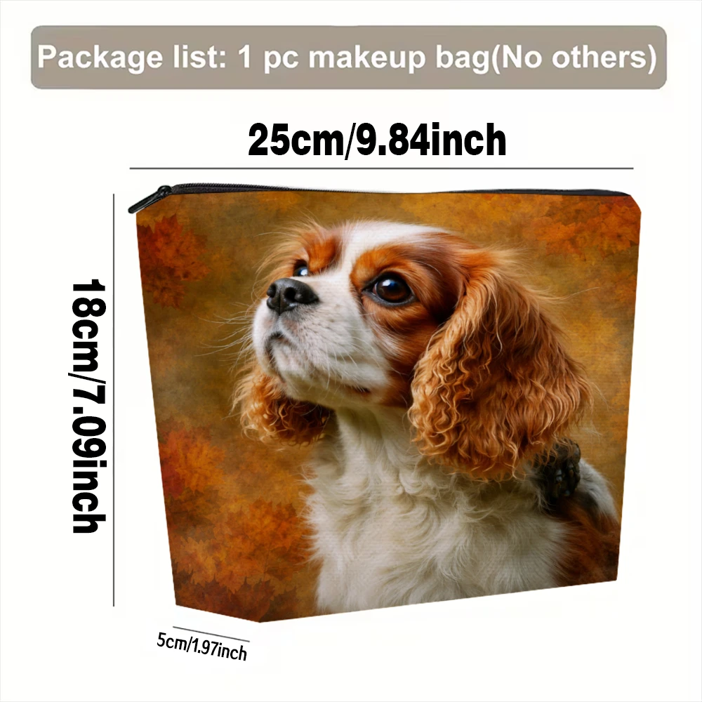 Cavalier King Charles Spaniel Portrait Makeup Bags for Girls Cosmetic Pouch Toiletry Bag Pencil Case Travel Storage
