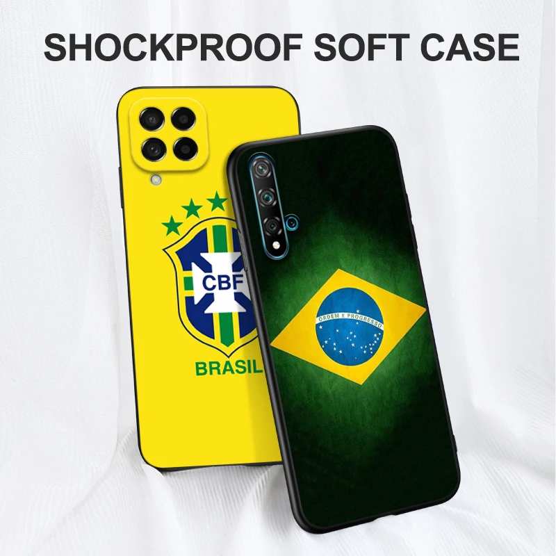 Black tpu case for iphone 14 13 12 11 mini pro MAX 5 5s se 2020 6 6s 7 8 plus x 10 XR XS cover Brazil Brazilian flag